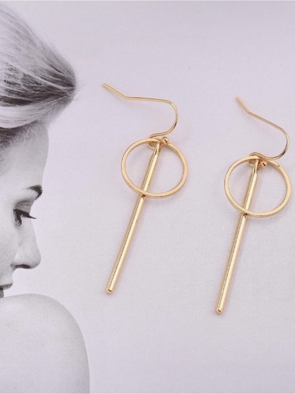 18k Gold Plated Circle Bar Hoop Earrings